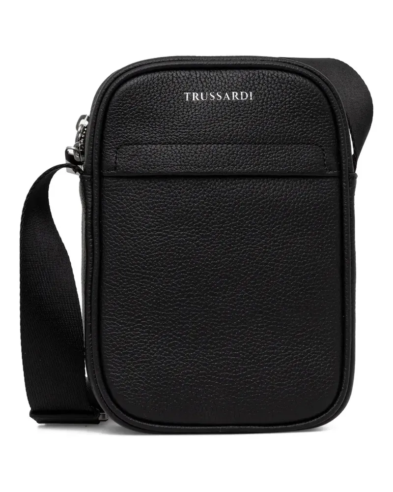 Trussardi Kuriertasche aus strukturiertem Leder - Schwarz Schwarz