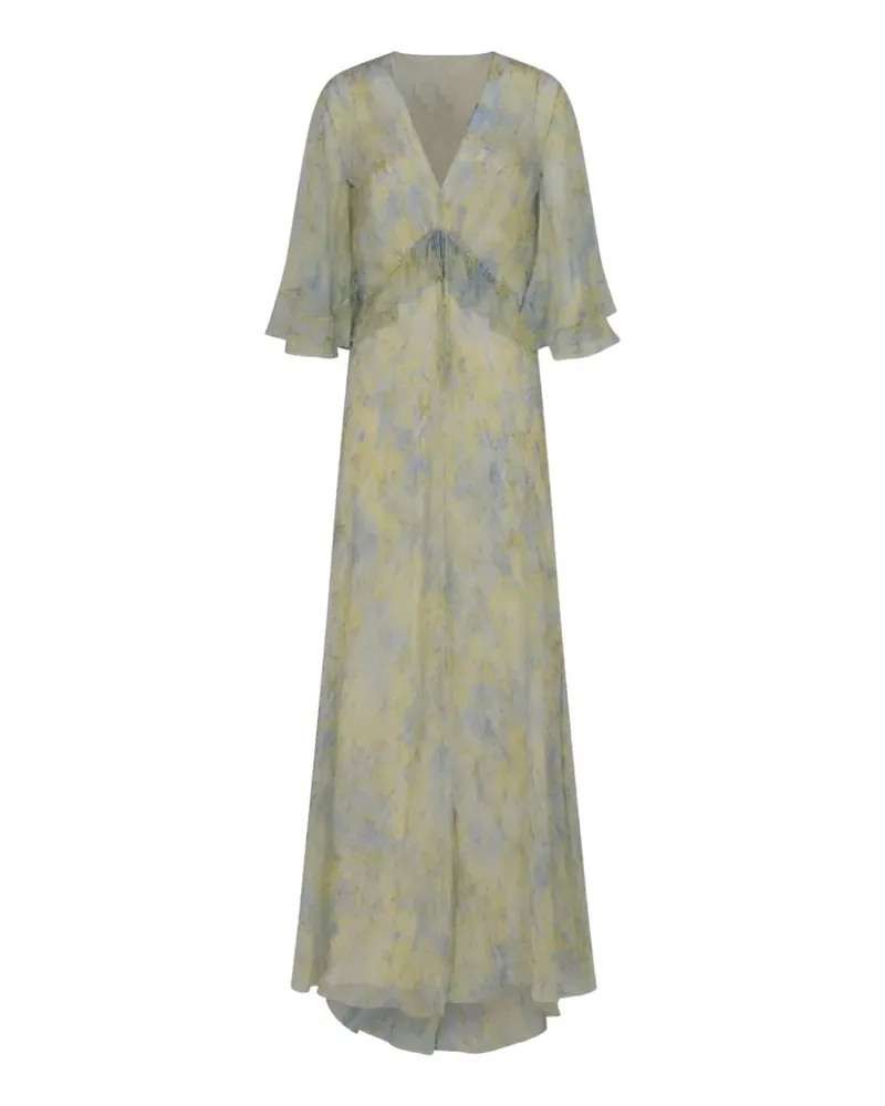 Alberta Ferretti ruffled-detail floral-print dress - Gelb Gelb