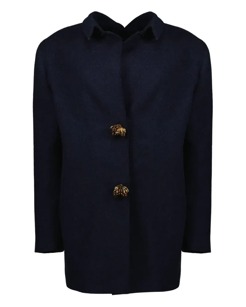Prada Shetland Jacke mit Schmuckknopf - Blau Blau