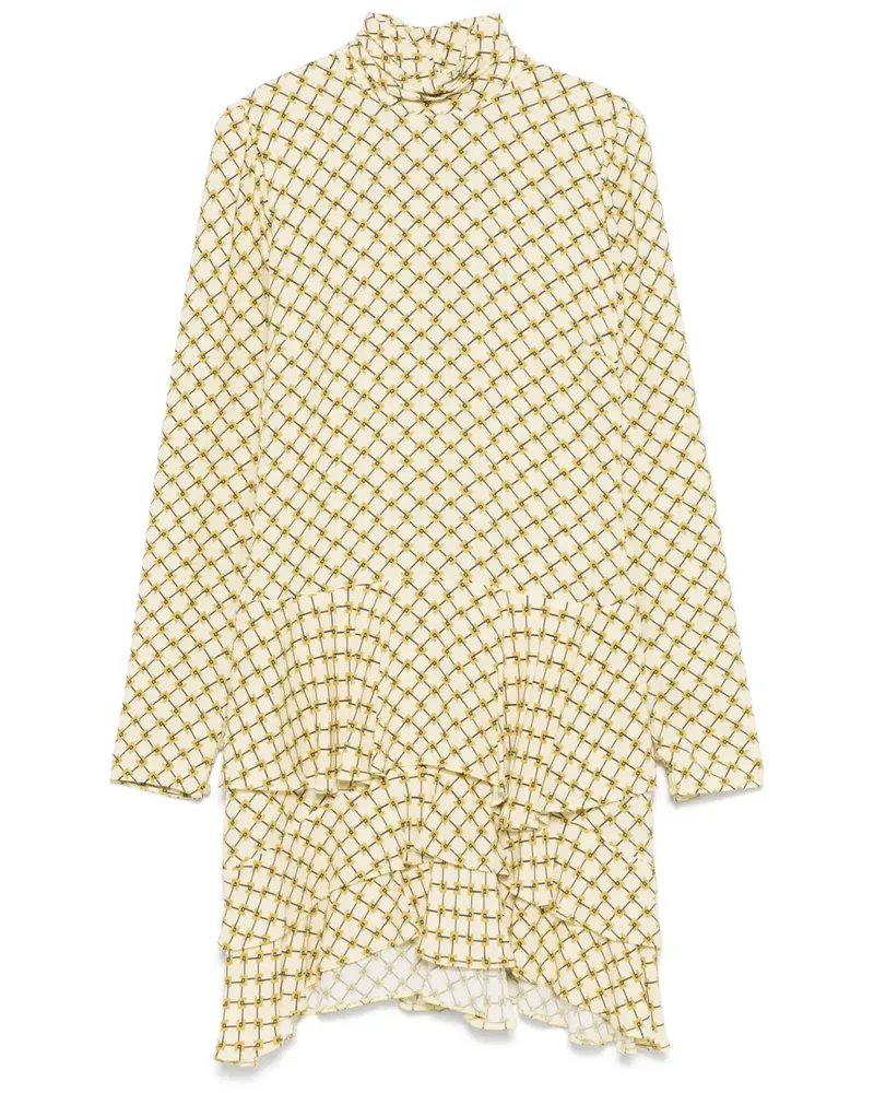 Elisabetta Franchi Midikleid mit Monogramm-Print - Gelb Gelb