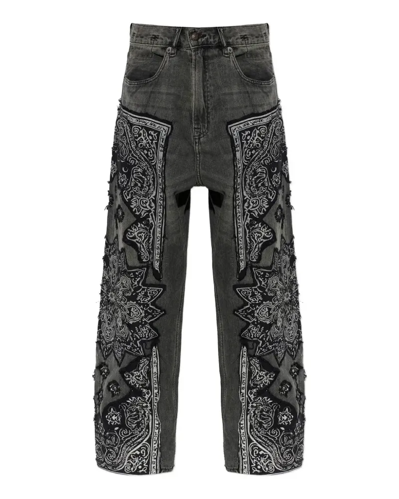 R13 bandana-appliqué jeans - Grau Grau