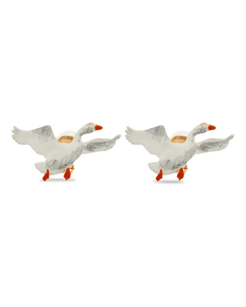 Moschino goose detail earrings - Weiß Weiß