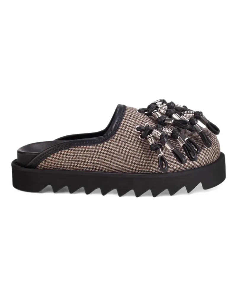 Toga Plaid Industrial tassel platform mules - Nude Nude