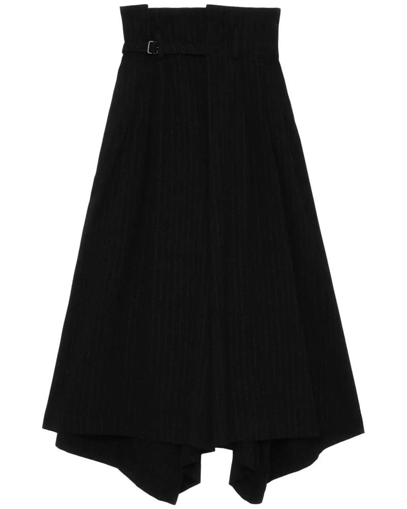 Yohji Yamamoto Asymmetrische Palazzohose mit Nadelstreifen - Schwarz Schwarz