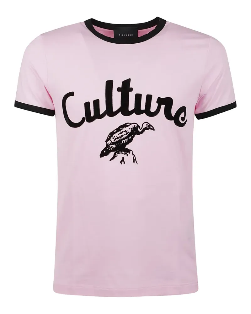 John Richmond Culture graphic-print ringer T-shirt - Rosa Rosa