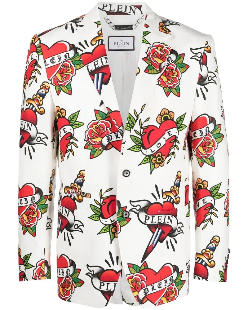 Philipp Plein Sakko mit Logo-Print - Weiß Weiß