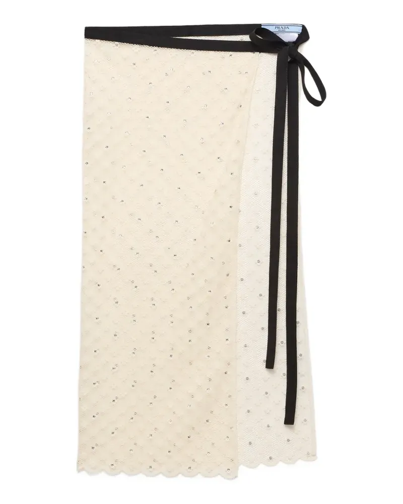Prada embroidered lace apron - Nude Nude