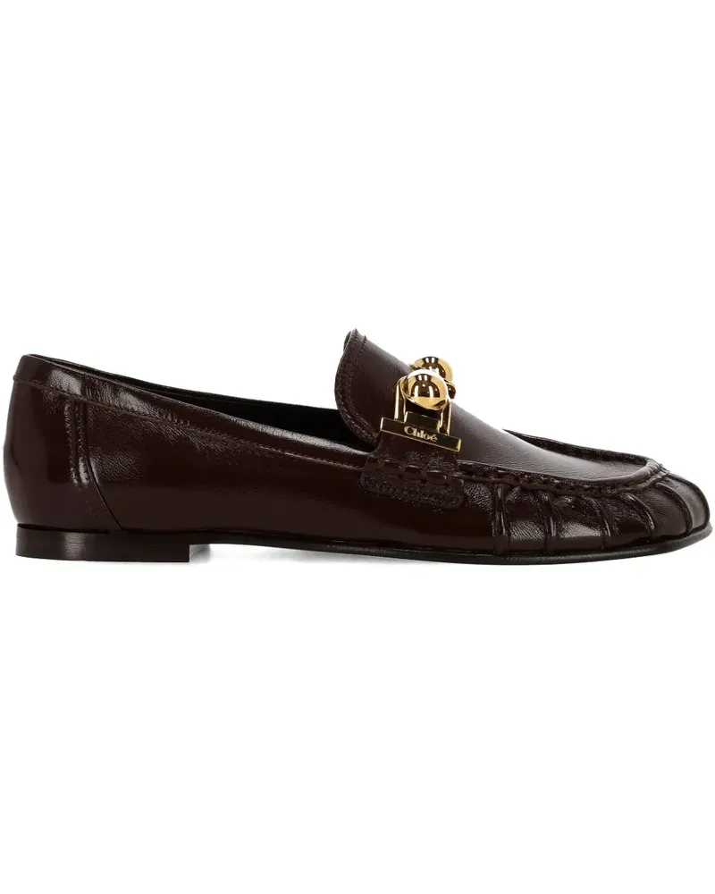 Chloé asymmetric metallic-miles loafers - Braun Braun