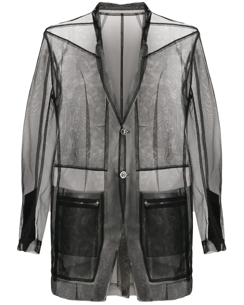 Rick Owens Semi-transparentes Hemd - Schwarz Schwarz