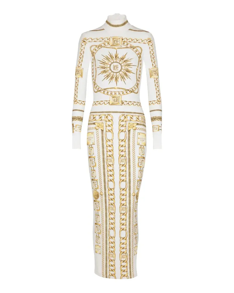 Balmain Kleid mit grafischem Print - Weiß Weiß