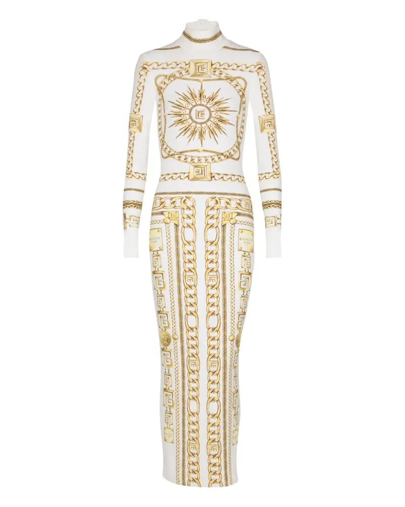 Balmain Kleid mit grafischem Print - Weiß Weiß