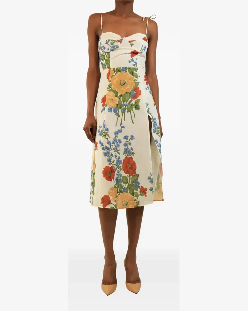 Reformation floral-print midi dress - Nude Nude