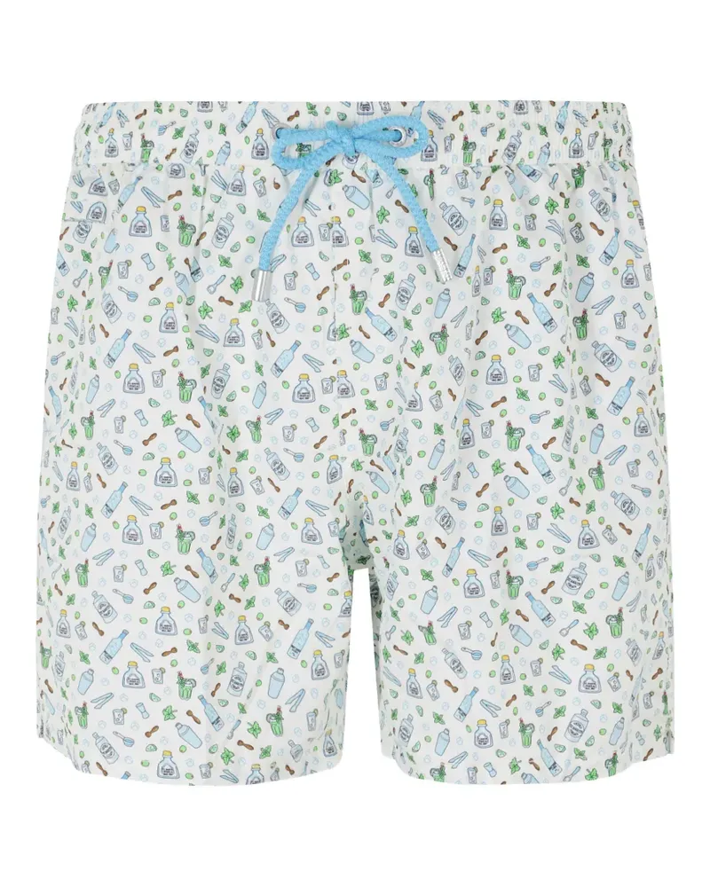MC2 Saint Barth graphic-print swim shorts - Weiß Weiß