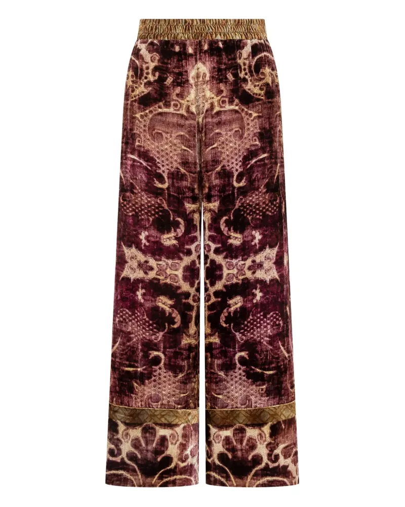 Pierre-Louis Mascia Samthose mit Damask-Print - Rosa Rosa