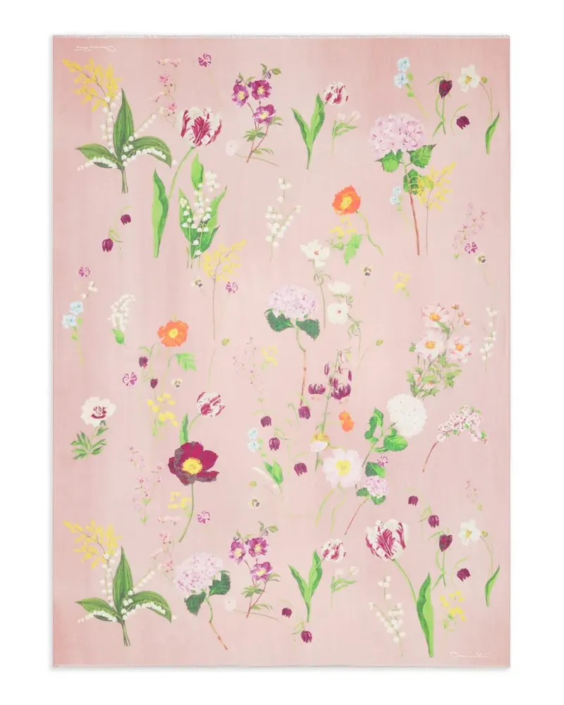 Oscar de la Renta Schal mit botanischem Print - Rosa Rosa