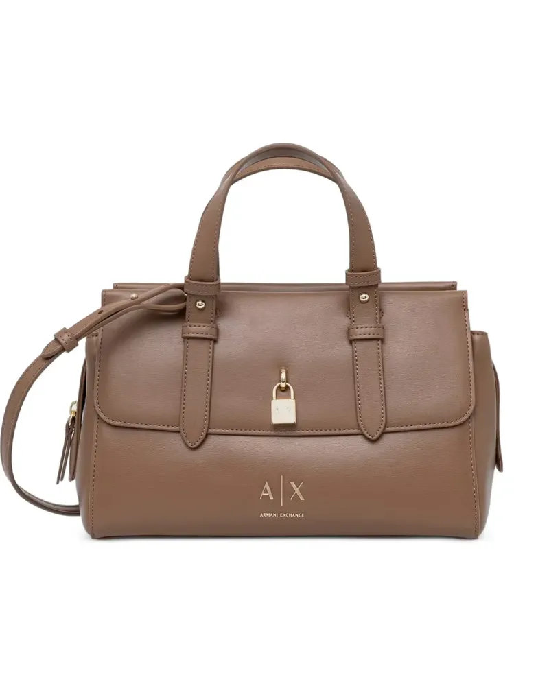 Armani Exchange Schultertasche mit Schloss-Detail - Braun Braun