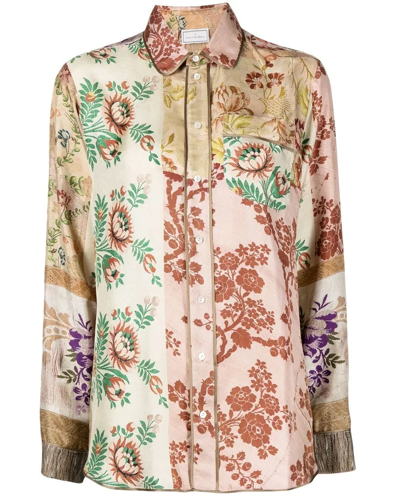 Pierre-Louis Mascia Seidenhemd mit Blumen-Print - Braun Braun
