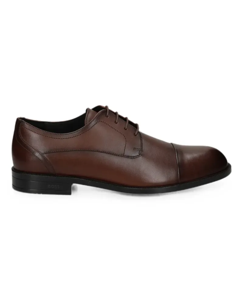 HUGO BOSS leather Derby shoes with cap toe - Braun Braun