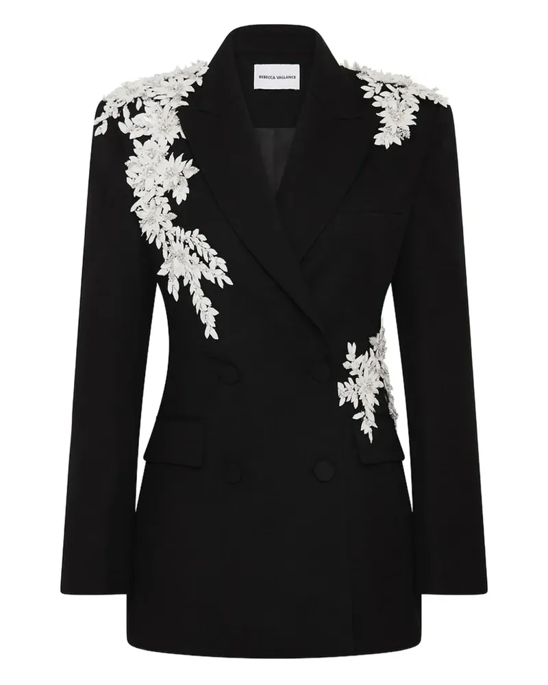 Rebecca Vallance Doppelreihiger Blazer mit Blumenverzierung - Schwarz Schwarz