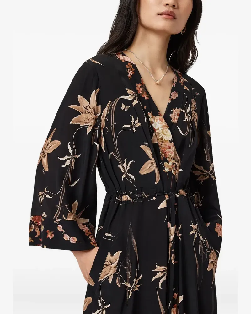 AllSaints Diana floral-pattern midi dress - Schwarz Schwarz