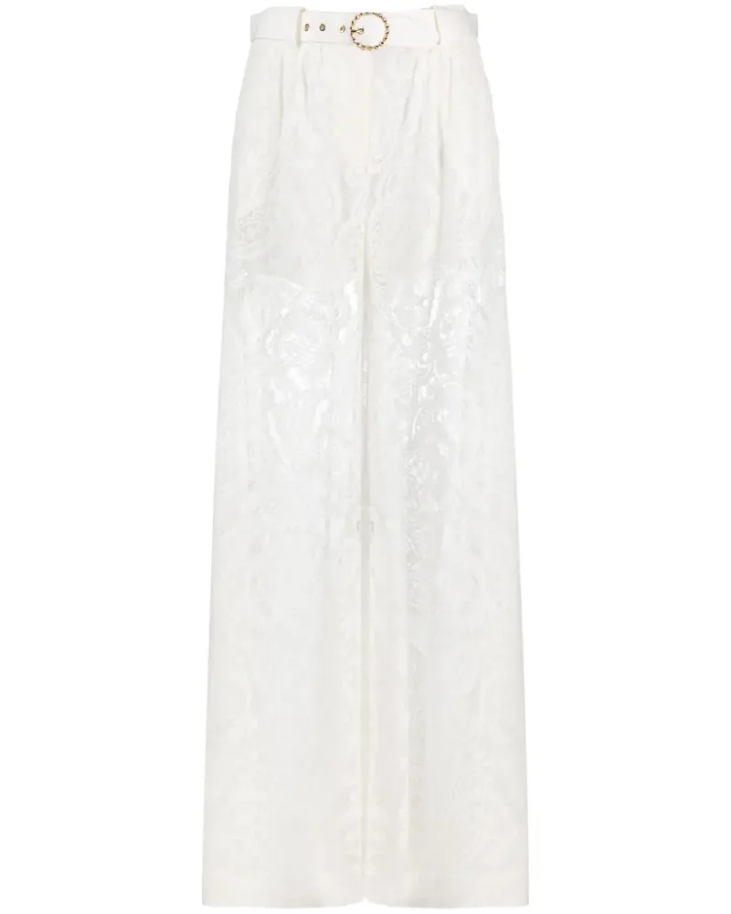 Zimmermann Spitzenhose mit weitem Bein - Nude Nude