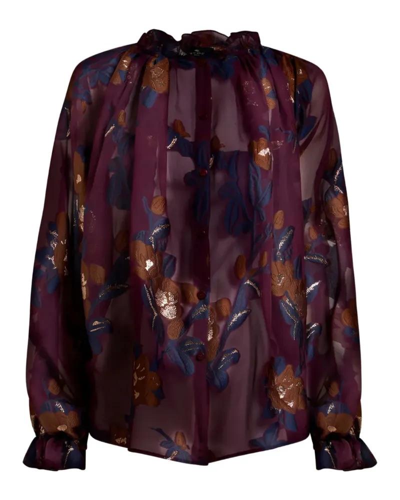 Etro silk-blend jacquard shirt with fil coupé flowers - Rot Rot