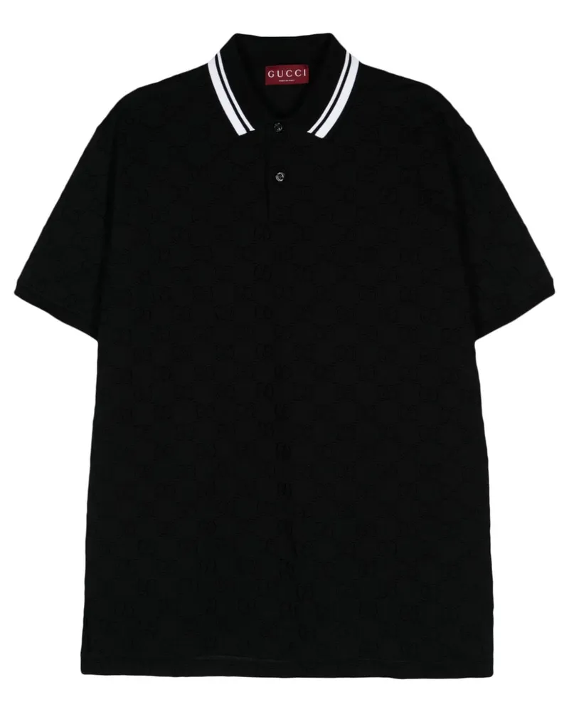 Gucci Poloshirt mit GG Supreme-Stickerei - Schwarz Schwarz