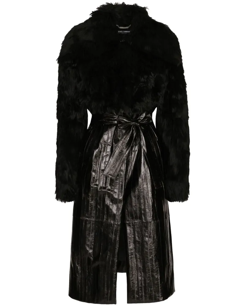 Dolce & Gabbana Mantel aus Leder - Schwarz Schwarz