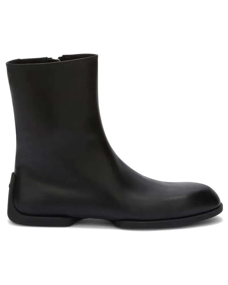 Jil Sander Knöchelhohe Lederstiefel - Schwarz Schwarz