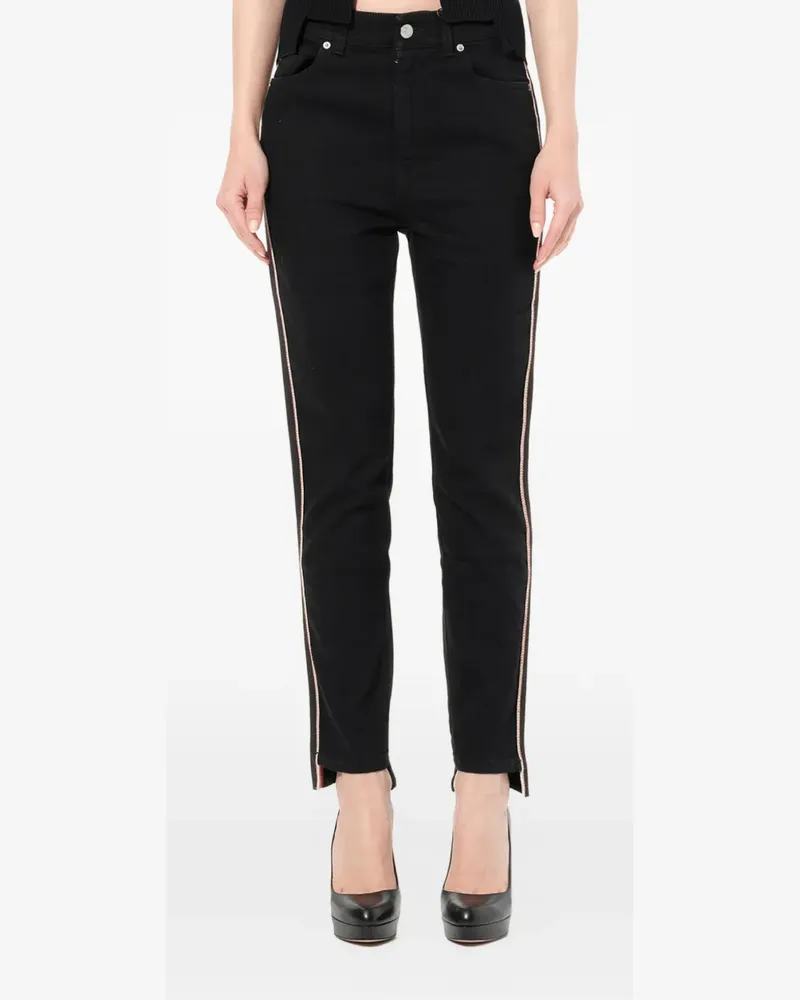 Alexander McQueen Cropped-Jeans mit Querstreifen - Schwarz Schwarz