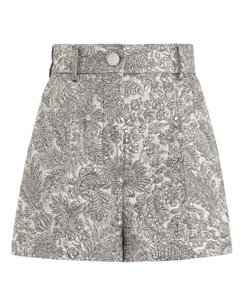 Dolce & Gabbana Blumige Jacquard-Shorts - Silber Silber