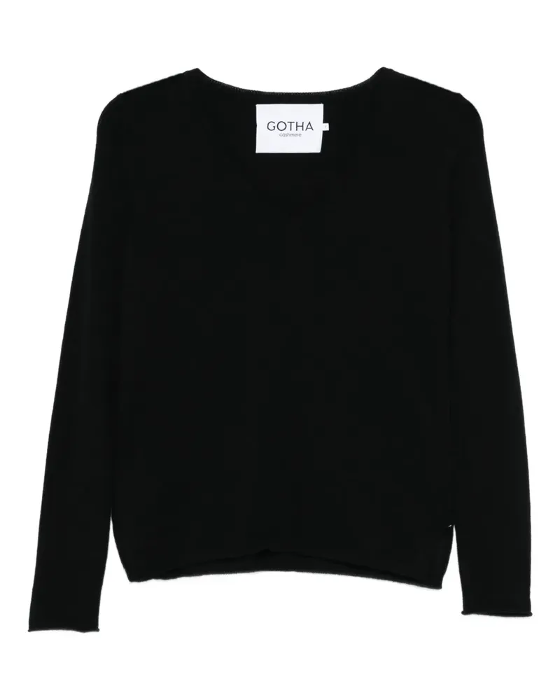 Gotha Pullover mit V-Ausschnitt - Schwarz Schwarz