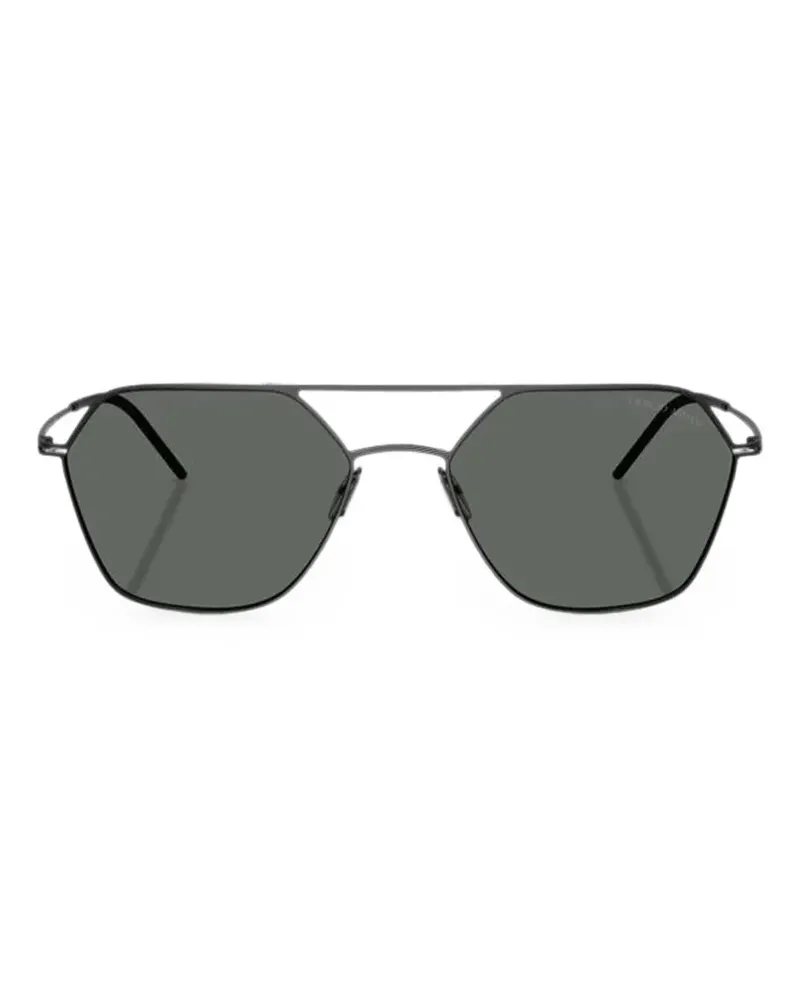Giorgio Armani Sonnenbrille mit geometrischem Gestell - Schwarz Schwarz