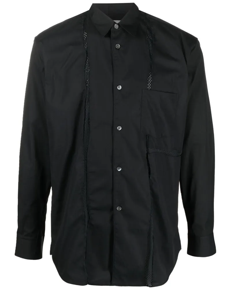 Comme des Garçons Hemd mit Mesh-Einsätzen - Schwarz Schwarz