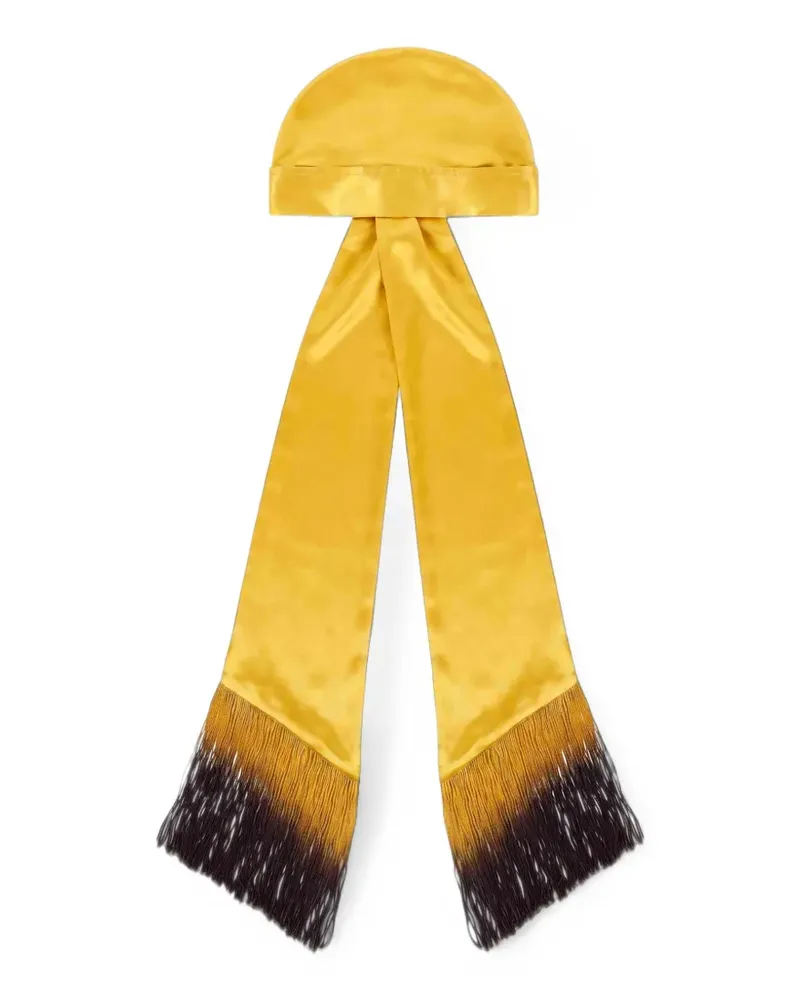 Rowen Rose fringe-trimmed turban hat - Gelb Gelb