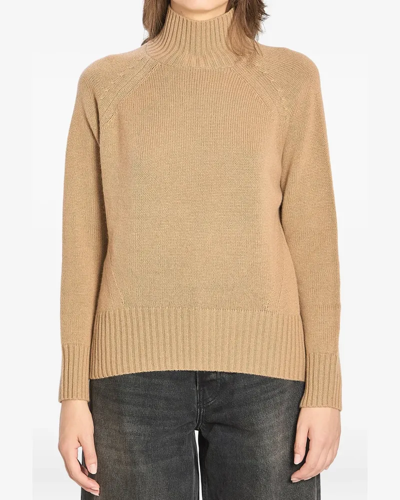 ALLUDE Rollkragenpullover mit geripptem Saum - Braun Braun