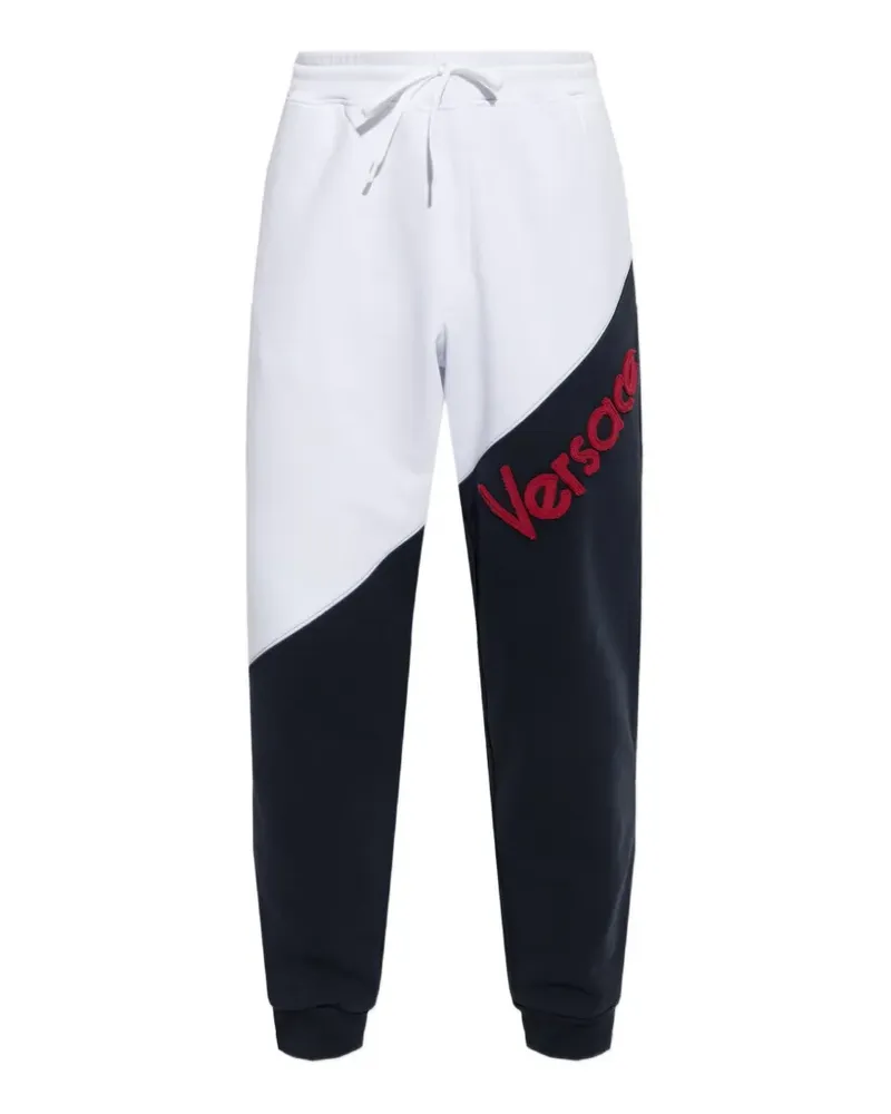 Versace logo-embroidered panelled track pants - Blau Blau