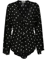 Amir Slama Seidenbluse mit Polka Dots Schwarz