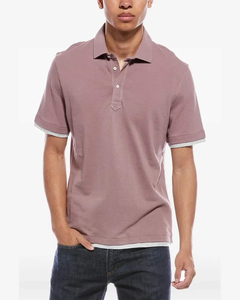 Brunello Cucinelli double-layer cotton polo shirt - Rosa Rosa