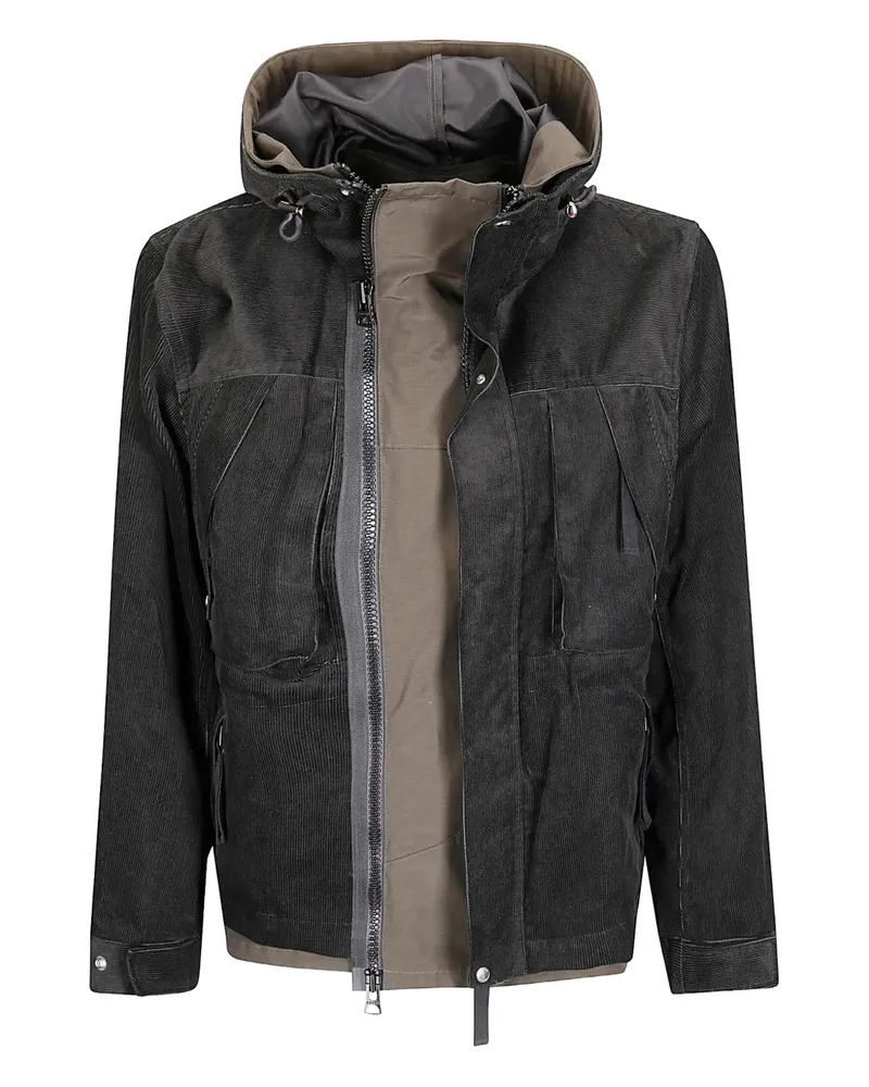 Sacai Kapuzenjacke aus Cord - Schwarz Schwarz
