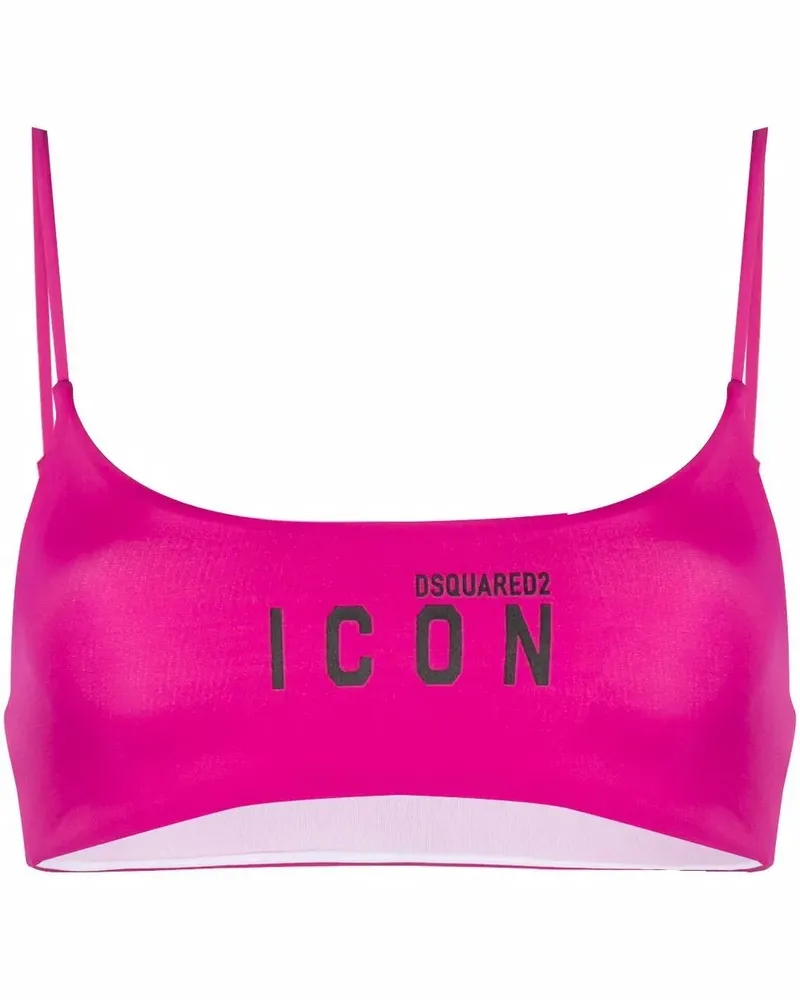 Dsquared2 Bikinioberteil mit Logo-Print - Rosa Rosa