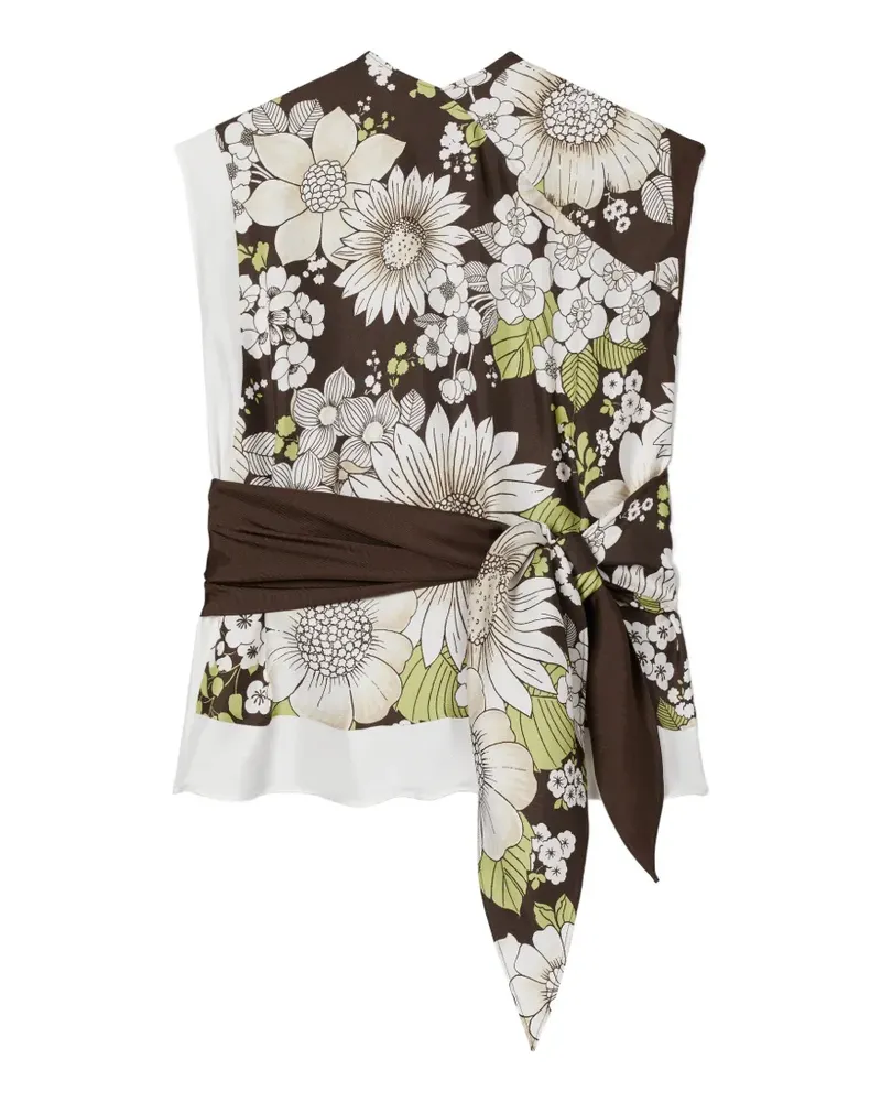 Tory Burch Seidenoberteil mit Print - Braun Braun