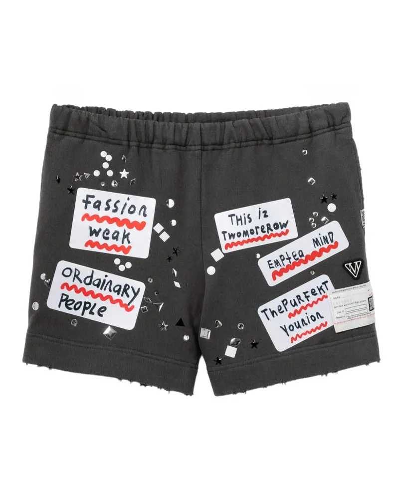 MIHARAYASUHIRO Joggingshorts mit Sticker - Grau Grau