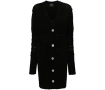 Midi-Cardigan mit Zopfmuster - Schwarz