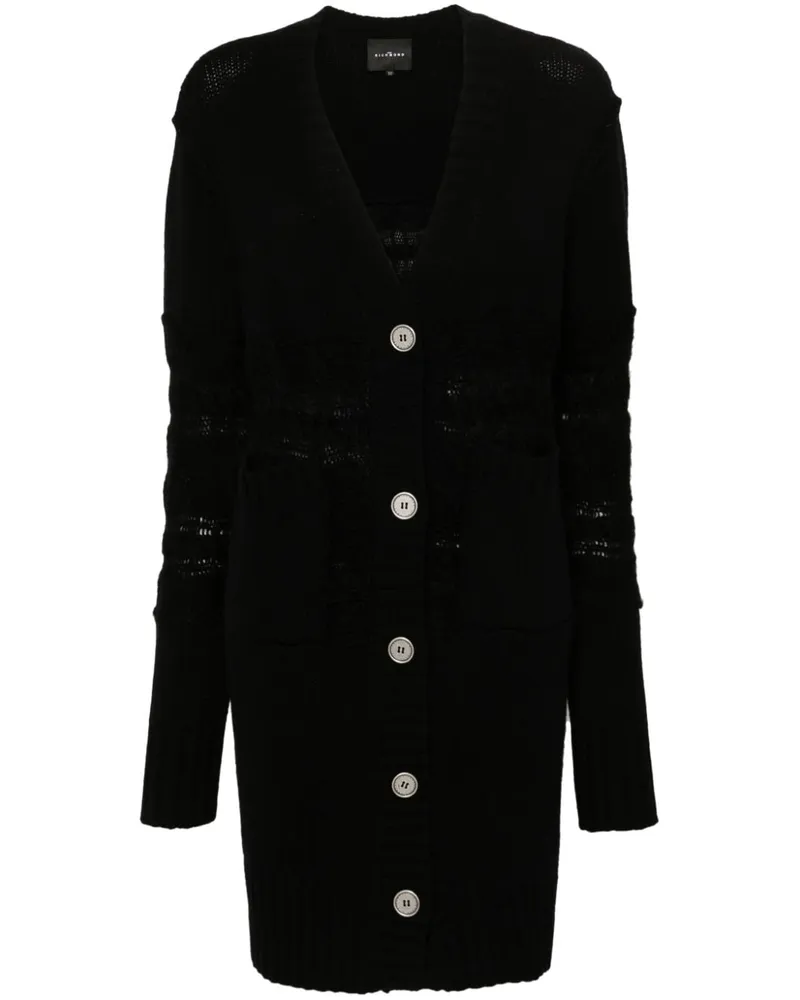 John Richmond Midi-Cardigan mit Zopfmuster - Schwarz Schwarz