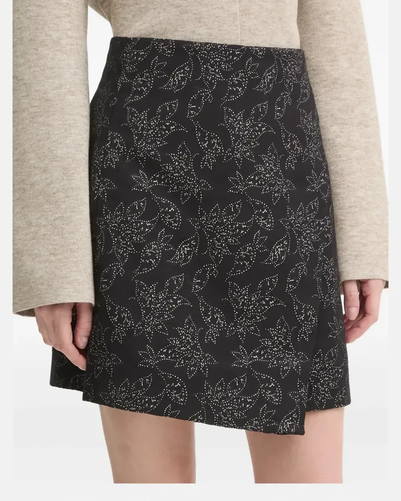 BRUUNS BAZAAR floral-print asymmetric-design mini skirt - Schwarz Schwarz