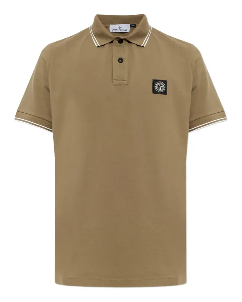 Stone Island logo-patch tipped polo shirt - Braun Braun