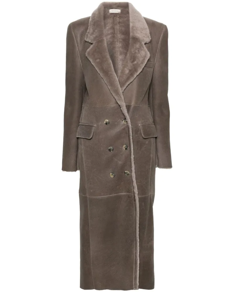 THE MANNEI Greenock leather maxi coat Grau