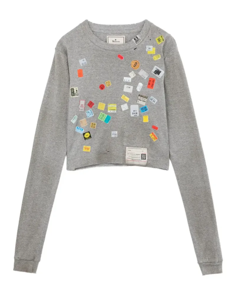 MIHARAYASUHIRO Cropped-T-Shirt mit Preisschild - Grau Grau