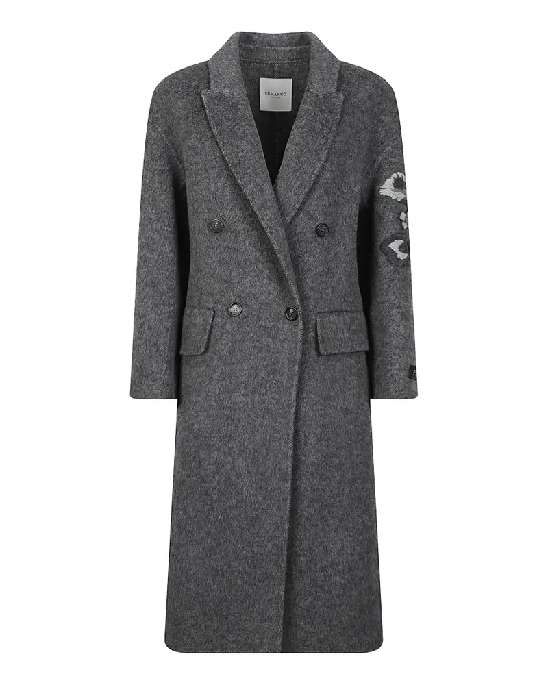 Ermanno Scervino Doppelreihiger Mantel mit Blumenpatch - Grau Grau